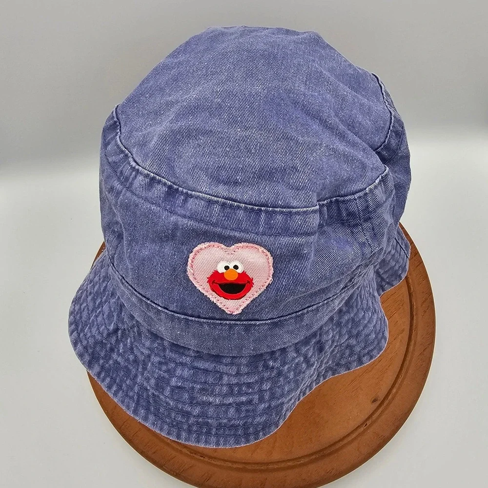 Elmo Sesame Place Heart‎ Bucket Hat Blue Denim SeaWorld Busch Gardens Exclusive